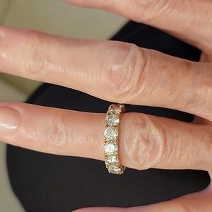 CZ eternity band. Beautiful prong set in 14kt yellow gold